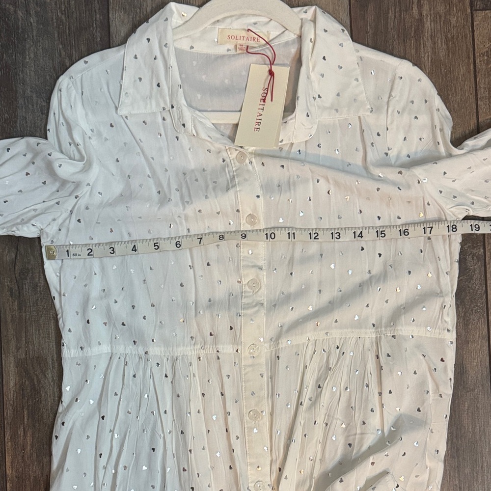 Solitaire White Button Down Shirt with Polka Hear… - image 6